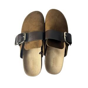 Lot of 2 Old Navy Shoes Womens 9 Mule Cork Black Brown Vegan Suede Buckle New